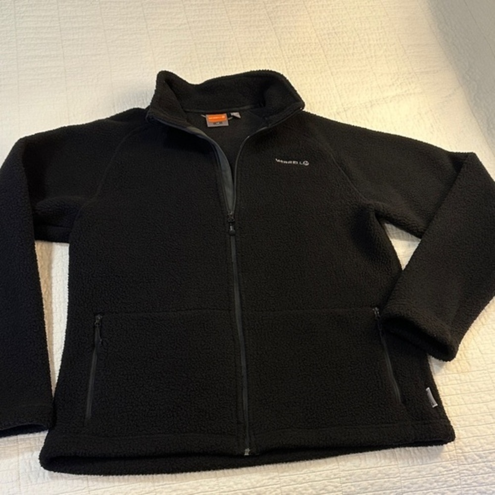 Merrell Black Sherpa Fleece Jacket Full Zip Teddy Pile Cozy Outdoor Men’s L